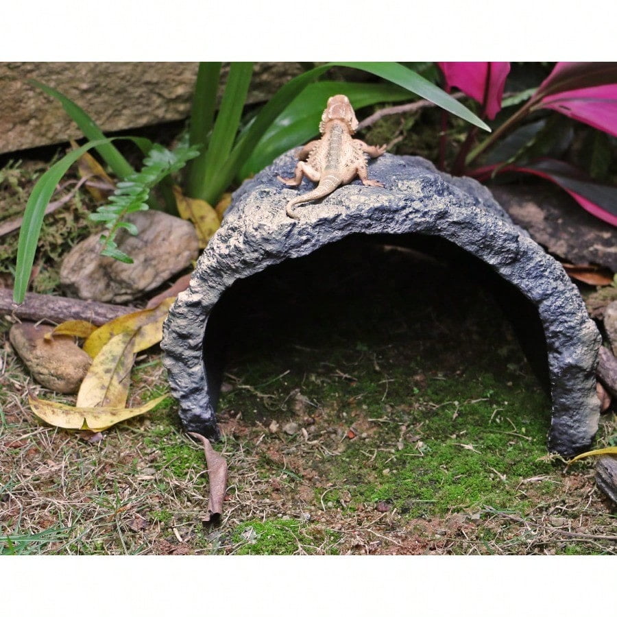 Rock Cave Habitat Hidden for Reptile and Amphibians.Terrarium & Aquarium Decor, Reptile hideout Hide Cave,Perfect for Bearded Dragons,Lizards,Snakes,Turtles,Geckos,Tortoises,Small Animals -Large Size