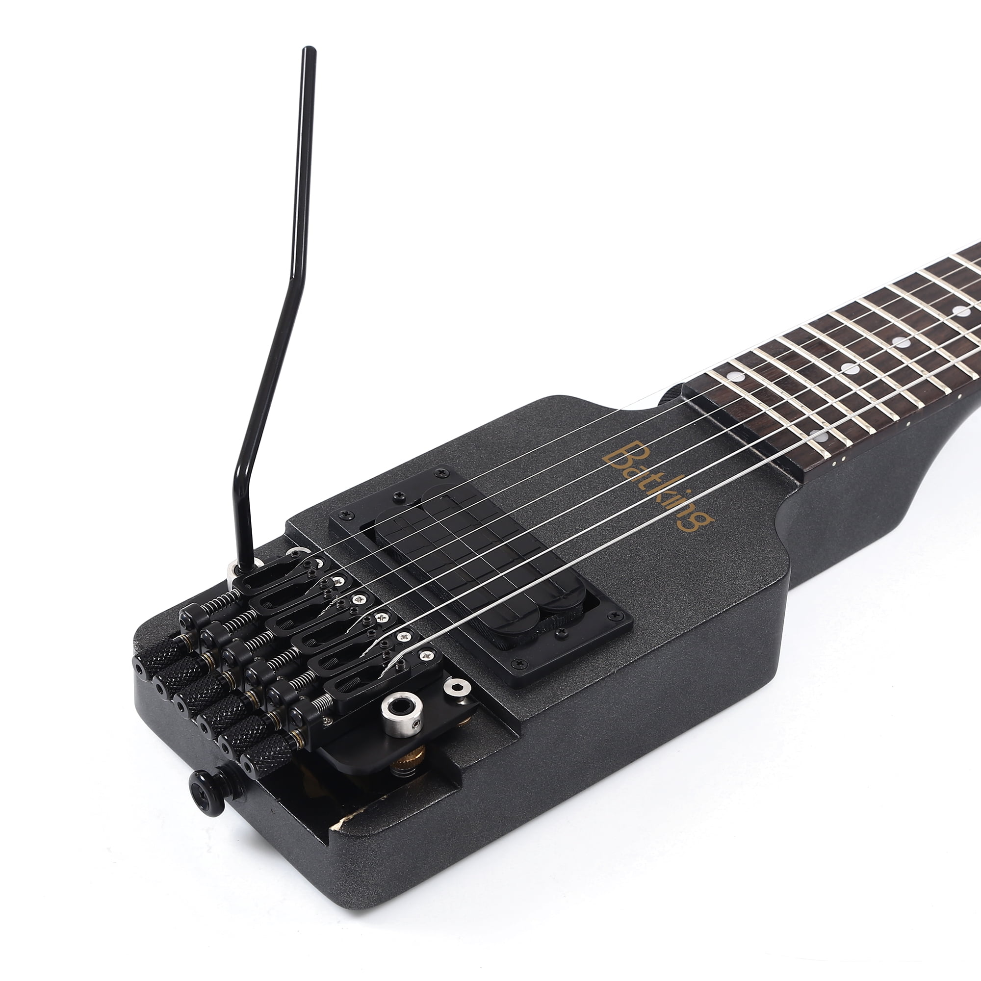 Batking Headless Electric Travel Guitar For Adults 6-String Double Locking Tremolo left handed electric guitar with Gigbag in Black Guitarra Electrica