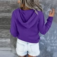 thumbnail image 5 of IROINNID Sales Hoodie for Women Solid Hooded Quarter Button Pullover Long Sleeve Casual Fall Warm Hoodie Basic Tops with Pocket,Purple, 5 of 5