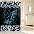 thumbnail image 2 of Erosebridal Classic Cheetah High Heels Shower Curtain 72Wx72L,Watercolor Bow Pearl Bathroom Curtain,White Blue, 2 of 5