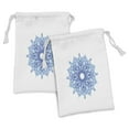 thumbnail image 1 of Blue Mandala Fabric Pouch Set of 2, Pointy Petals Ornament Ethnic Floral on Plain Background, Small Drawstring Bag for Toiletries Masks and Favors, 9" x 6", Azure Blue Deep Sky Blue, by Ambesonne, 1 of 2