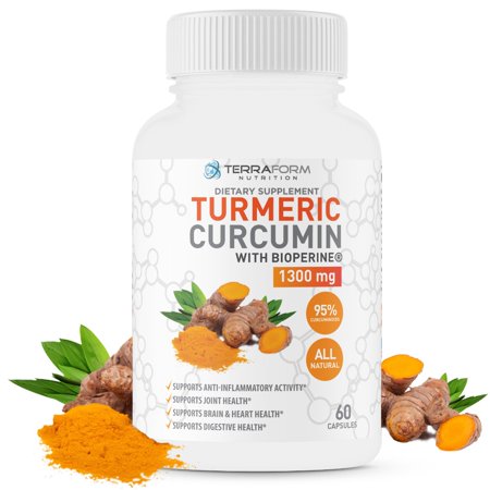Turmeric Curcumin Capsules - 1300mg Max Strength - BioPerine & 95% Curcuminoids - Anti-Inflammatory and Antioxidant - 1