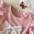 thumbnail image 3 of Kiijoy Toddler Girls Flutter Sleeve Bow Dress School Uniform Kids Casual Princess Dress, 3 of 8