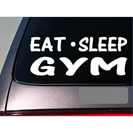Eat Sleep Gym Sticker *G911* 8 vinyl gymnastics weightlifting lift dumbell