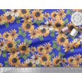 thumbnail image 2 of Soimoi Blue Heavy Canvas Fabric Leaves & Sunflower Floral Print Fabric by Yard 58 Inch Wide, 2 of 3