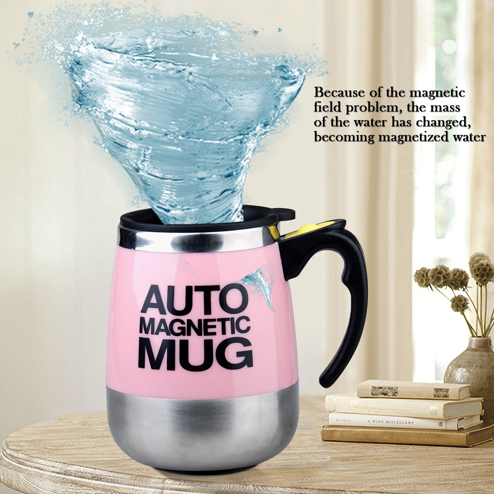 Fjofpr Stainless Steel Electric Stirring Cup With Lid, Automatic Stirring Cupfor Home