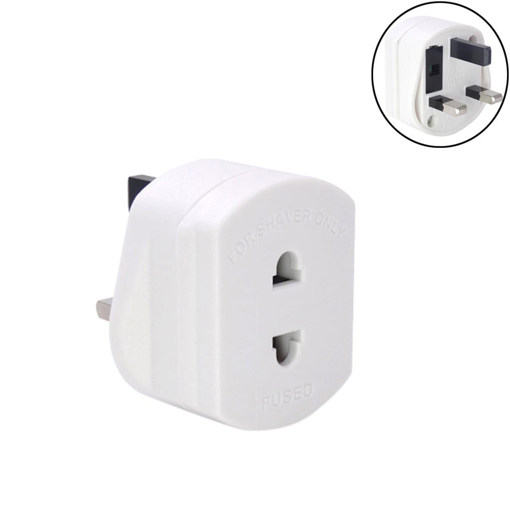 WHITE UK 1A Electric Shaver Plug Adaptor Oral-B Toothbrush 2 To 3-Pin Converter 