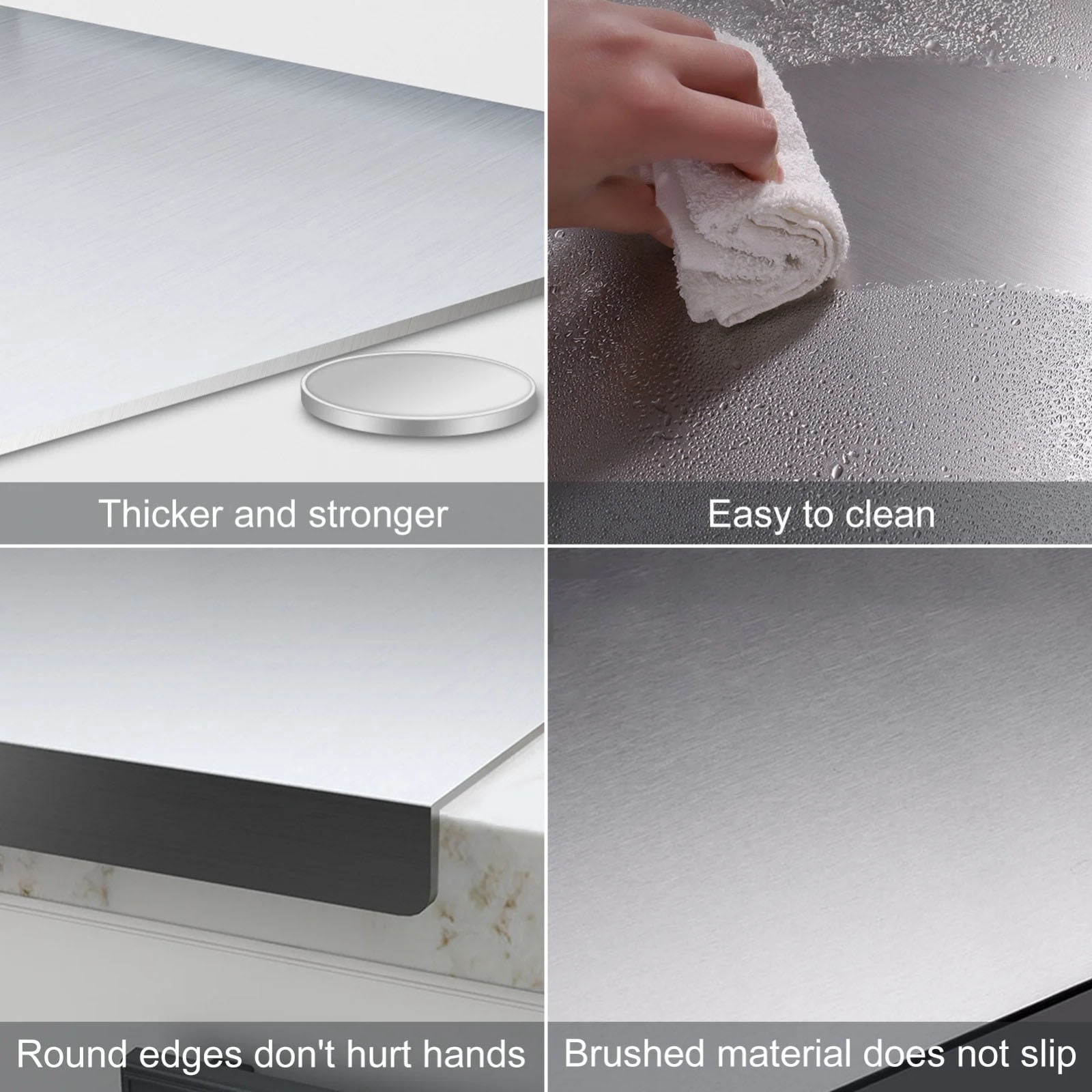Single Stainless Steel Cutting Board Food Prep Stainless Steel Cutting Board With Lip Stainless Steel Chopping Board Thickened Kitchen Cutting Board Double Sided Non Slip Metal Prep Board