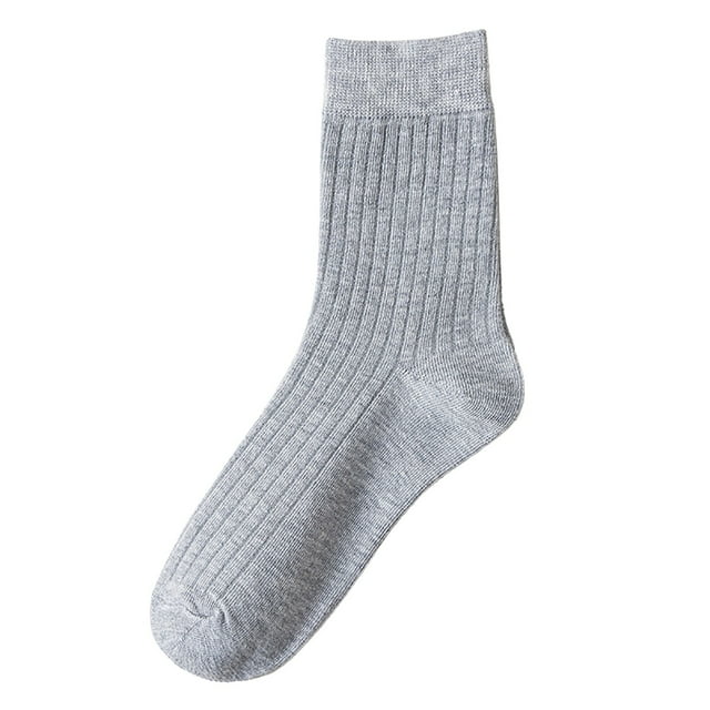Chaussettes à Rayures Verticales Couleur Unie Chaussettes Mi-Hautes Classiques Confortables en Coton