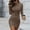 Brown, variant on Dresses For Women Ladies Fashion Autumn Winter Leisure Solid Tight Hooded Long-Sleeved Party Dress