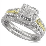 Forever Bride 1/2 Carat T.W. Diamond Sterling Silver with 10kt Yellow Gold Accent Bridal Set