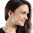 thumbnail image 4 of Efulgenz Indian Jewelry Antique Crystal Kundan Round Stud Earrings Set for Women, 4 of 4