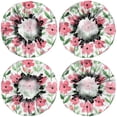 thumbnail image 2 of Shower Caps,Pioneer Flower Floral Print Pattern Waterproof Shower Cap for Women 4 Pieces,Double Reusable Hair Cover for Shower PEVA Elastic Stretch Hem, 2 of 7