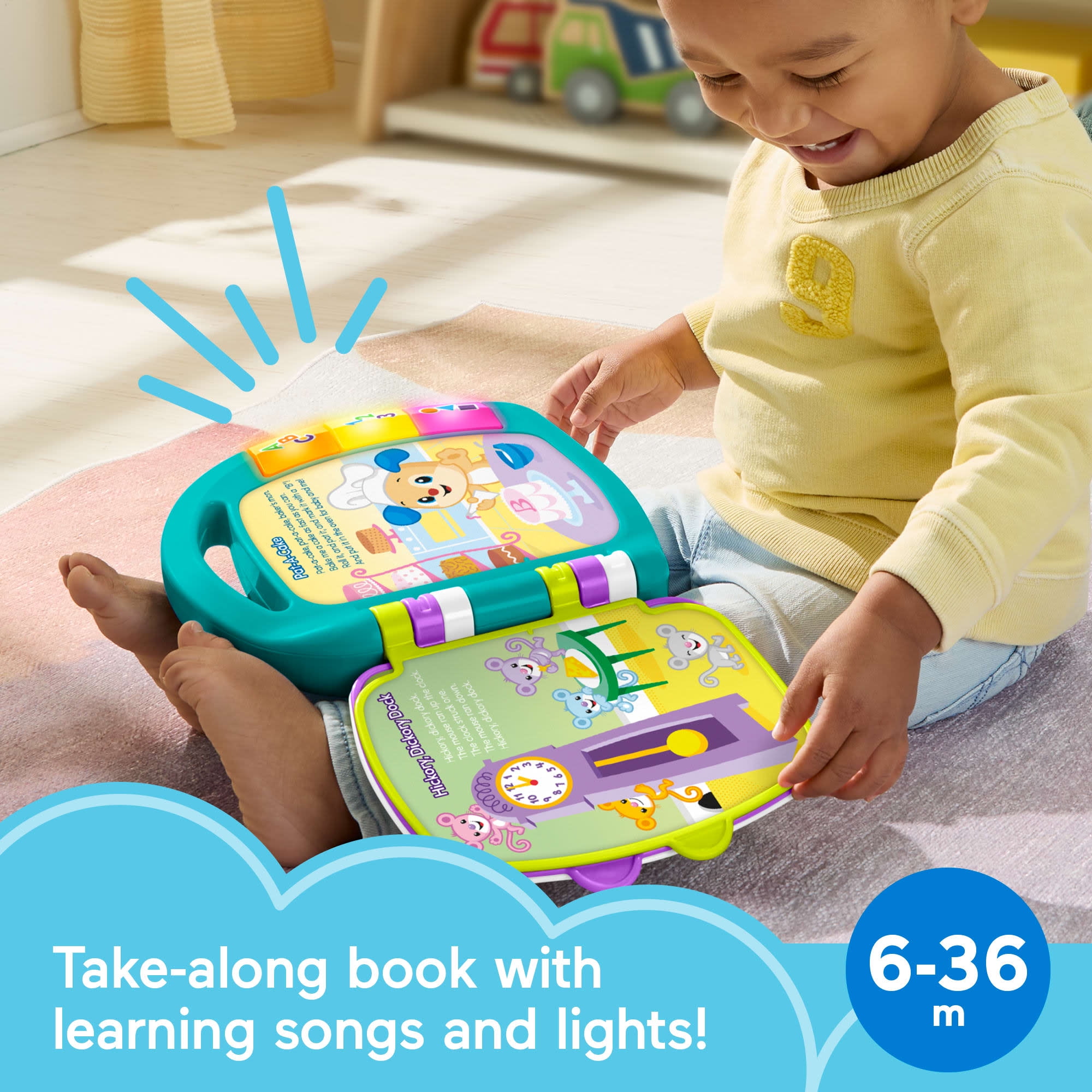 Fisher-Price Laugh & Learn Storybook Rhymes Musical Electronic Learning Toy for Baby & Toddler, Teal