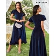 thumbnail image 2 of Vestido BeryLove con lentejuelas, formal, fiesta, manga ondulada, azul marino, XL, 2 of 6