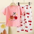 thumbnail image 2 of CAICJ98 Kids Toddler Pajamas Short Sleeve Long Pants Cartoon Pajama Sets Cute 2PCS Sleepwear Casual Loungewear Unisex Child (Red,18-24 Months), 2 of 4