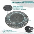 thumbnail image 2 of MEETWARM Outdoor 35.4" Lazy Susan Turntable for Table, All Weather Cast Aluminum Large Round Serving Plate Tabletop Rotating Tray with 2" Umbrella Hole, Silent & Smooth Spin, Dark Bronze, 2 of 8