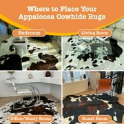 Medium Tricolor Cowhide Rug, 5x7 ft, Genuine Leather, Natural Cowhide for Modern & Rustic Decor