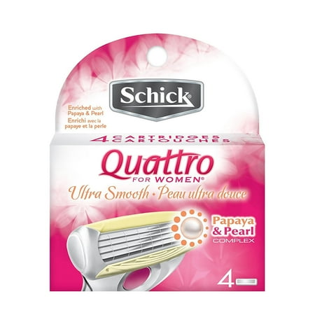 Schick Quattro for Women Ultra Smooth Razor Blade Refills Enhanced with Aloe & Vitamin E, 4 Blades