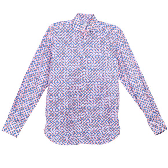 Vincenzo Di Ruggiero Men's Royal / Red Camiceria Irregular Dot Button Down Casual Button-Down Shirt - M