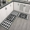 thumbnail image 5 of 2 Pieces Buffalo Plaid Kitchen Rugs Set Farmhouse Decor Kitchen Mat Black and White Rug, Water Absorb Microfiber Kitchen Rug Checkered Rug for Kitchen,17"x47"+17" x23", 5 of 5