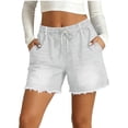 thumbnail image 2 of BUIGTTKLOP Jean Shorts Womens Drawstring Stretchy High Waisted Summer 2026 Casual Loose Elastic Plus Size Pull on Denim Shorts, 2 of 6