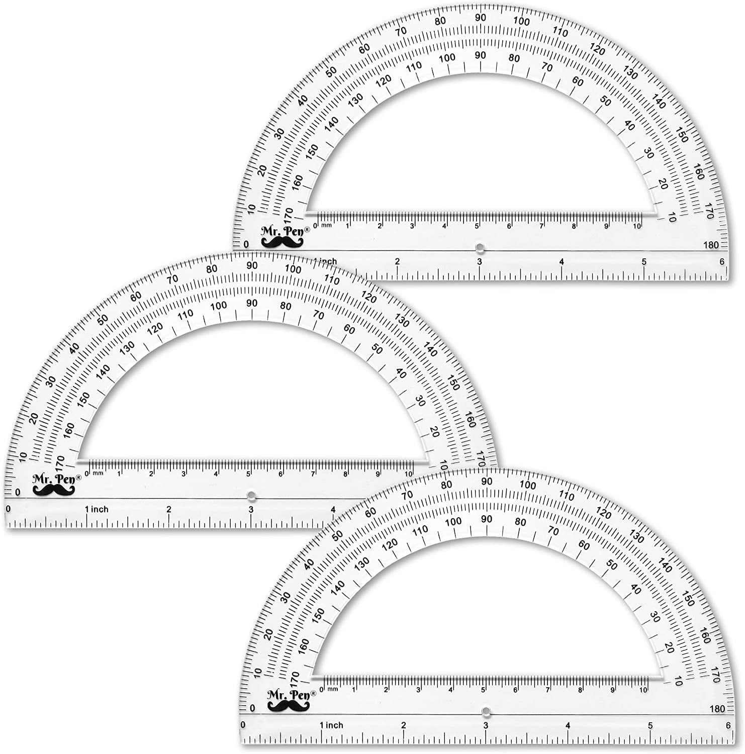 mr pen protractor 6 inch protractor pack of 3 protractor ruler drafting tools protractor for kids protractors classroom set large protractor protactor 6 inch math geometry school supplies walmart com