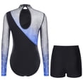 thumbnail image 2 of Aislor Women's Long Sleeve Leotard With Shorts Figure Skating Outfit Contemporary Dancewear Blue S, 2 of 7