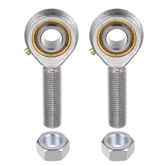 DEEG 2 Pack POSB7 Spherical Rod End Bearings 7/16" Bore Pre-Lubricated Joint Bearings Set, Self-Lubricating Rod End 7/16-20 Male Thread Connector Bearing with Jam Nut…