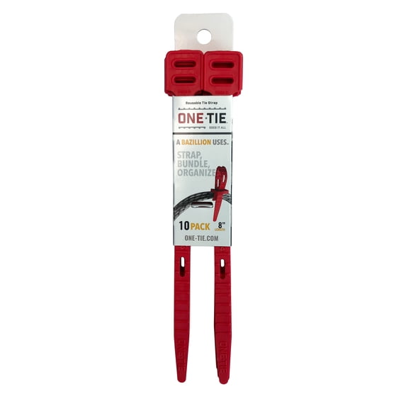One Tie Red, 8", 10 pack