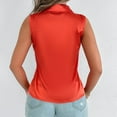 thumbnail image 4 of AherBiu Satin Tank Tops for Women Summer Sleeveless Lapel V Neck Button down Shirts Ladies Work Blouse, 4 of 7