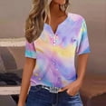 thumbnail image 2 of EINCcm Tops for Women Short Sleeve V Neck 2024 Summer Casual T Shirt Tee Fashion Button Blouses Basic Pullover Top, 2 of 5