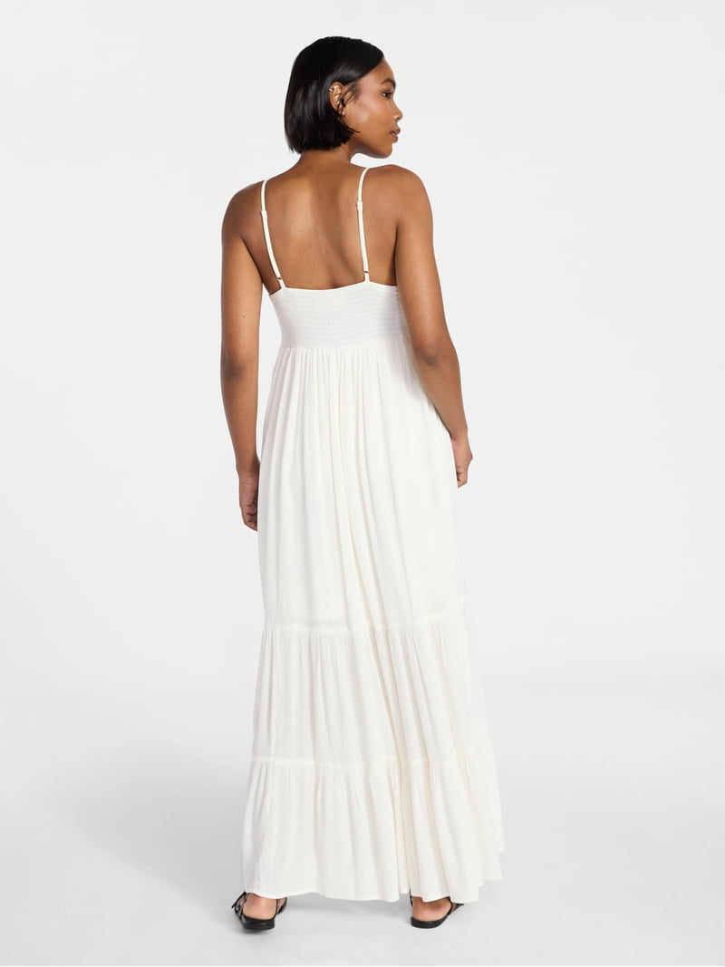 No Boundaries Crochet Lace Trim Tiered Maxi Dress, Women's XXS-XXL