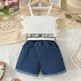 thumbnail image 6 of Baby Outfits Ruffled Tube Top Distressed Denim Shorts Set 2 Piece Summer Outfit Beach Kids Clothes Girls White 3 Years-4 Years, 6 of 6