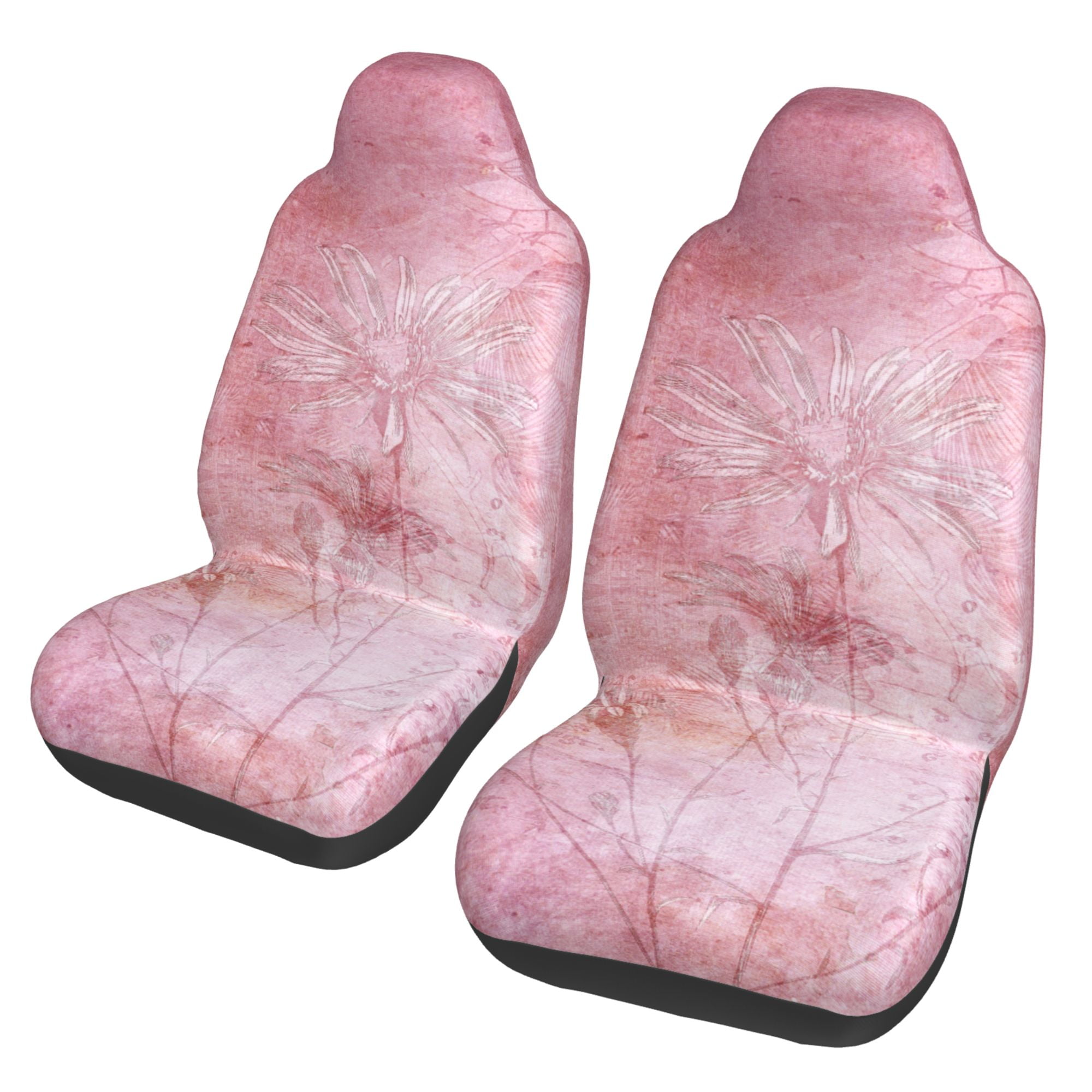 Easy To Install Car Universal Seat Cover Pink Vintage Pattern Four Seasons Universal Front Seat