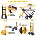 thumbnail image 4 of Veeboto Hand Truck Dolly Cart, 1000lbs 3-in-1 Industrial Convertible Hand Truck with Inflatable Wheels, for Office/Moving/Travel Yellow, 4 of 7