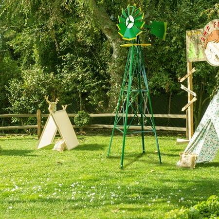 STKUSA 8ft Metal Windmill Weather Rust Resistant Wind Mill, Green