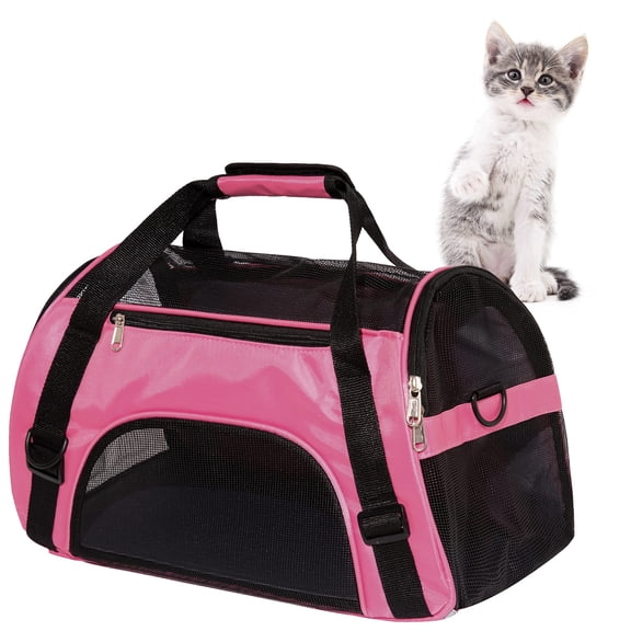 Cat Carrier for Cats Soft-Sided Travel Pat Carrier for Cat with Wooden Padding Board Airline Approved Lightweight Comfortable Cat Bag for Puppy Small Pets (Small,Pink)