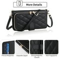 thumbnail image 5 of Furiet Argyle Wallet Case for Motorola Moto Edge 2021/MotoEdge 5G UW 2021 with Wrist/Shoulder Strap, Card Slots Zipper Purse Luxury PU Leather Stand Phone Cover for XT2141-1 Women Girls Black, 5 of 8