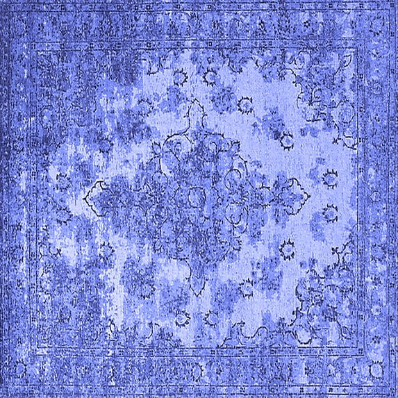 Ahgly Company Indoor Square Oriental Blue Industrial Area Rugs, 4' Square