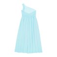 thumbnail image 6 of Manyakai Junior Bridesmaid Dresses Girl's One Shoulder Wedding Pageant Party Ball Gown Light Blue 10, 6 of 7