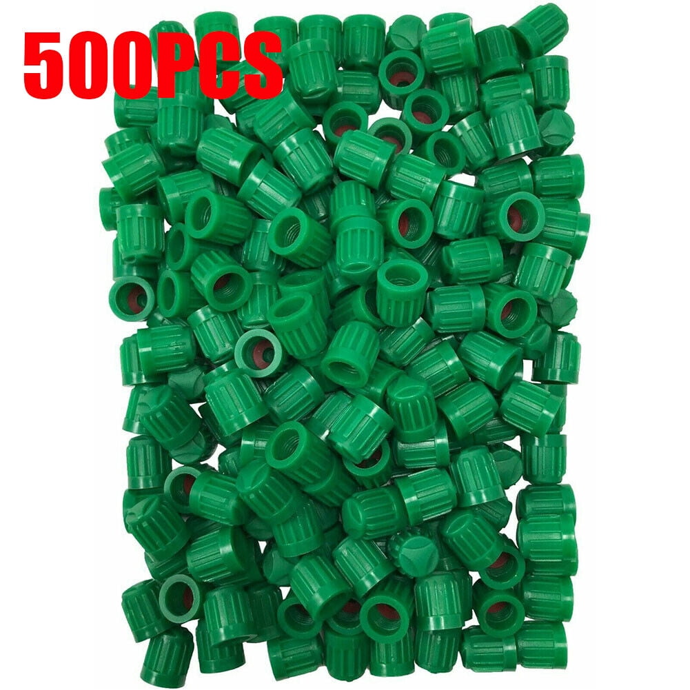 500 Green Plastic Tire Caps Air Valve Stem Universal car Truck Wheel N2 Nitrogen USA