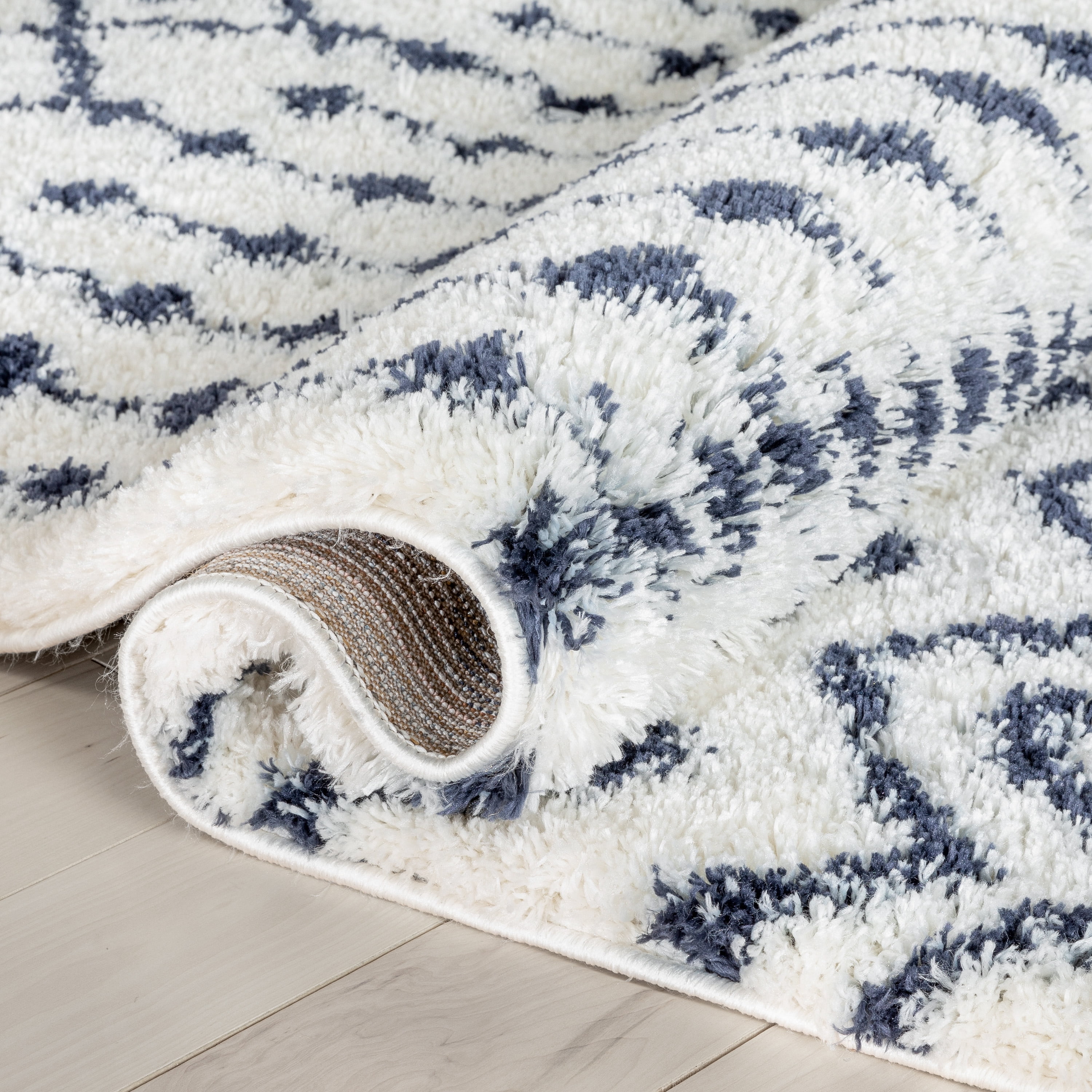 Well Woven Celeste Coimbra Modern Shag Moroccan Blue Thick 5'3" x 7'3" Area Rug