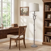Oneach 59.5 Farmhouse Floor Lamp for Living Room,Retro Tree Trunk Standing Lamp for Bedroom with Wood Grain