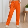 thumbnail image 4 of Sweatpants for Women 2025 Fall Winter Elastic Waist Drawstring Straight Leg Pants with Pockets Casual Trousers, 4 of 5