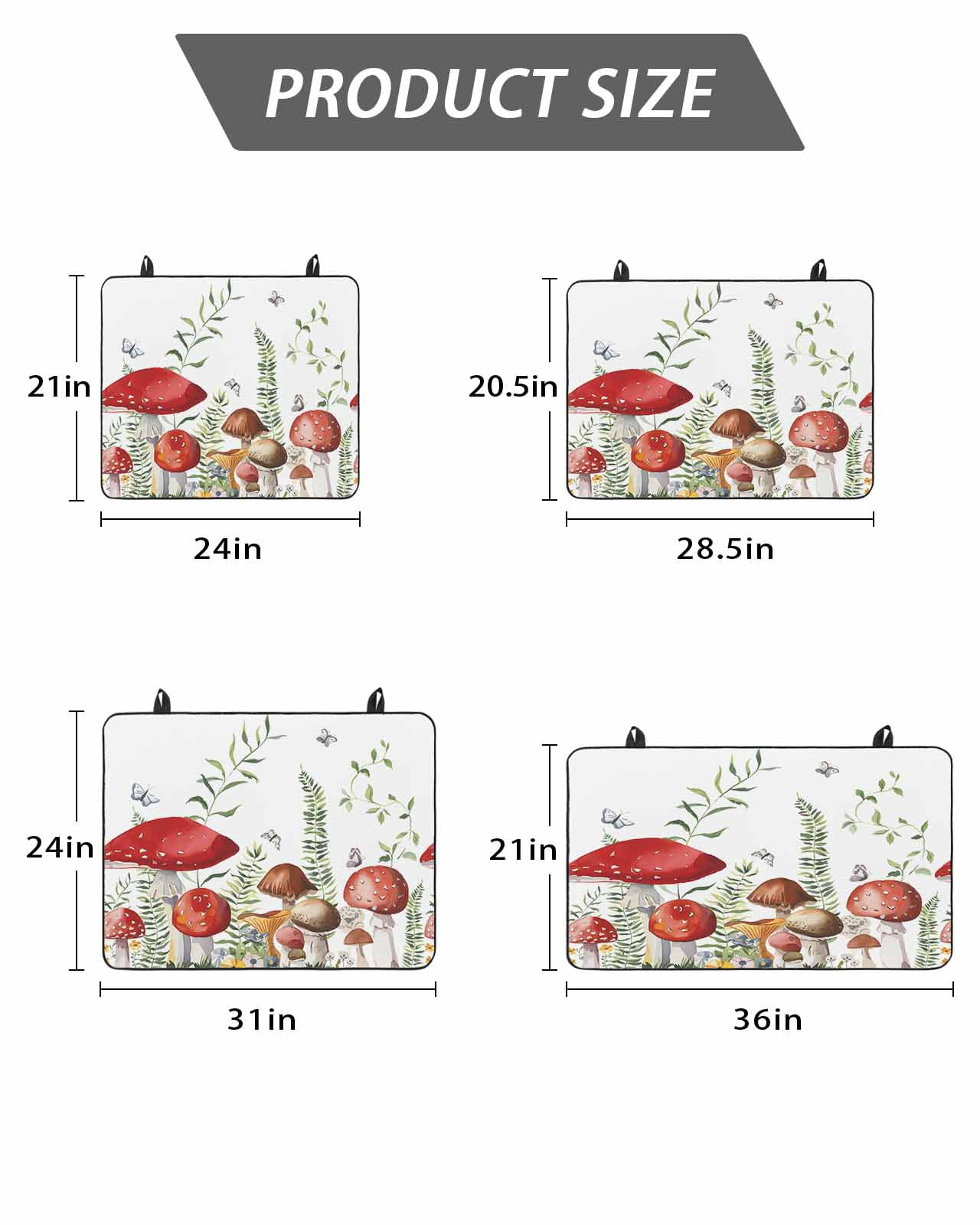Stove Top Covers for Electric Stove, Mushrooms Eucalyptus Glass Stovetop Cover Protector, Sage Green Botanical Butterflies Induction Cooktop Protector Oven Mat for Kitchen Countertop 24"x21"