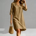 thumbnail image 2 of ZToonmas Women's 3/4 Sleeve V-Neck Shift Dress Casual Loose A-Line Midi Dress for Summer, 2 of 8