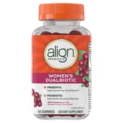 Align Womens Dualbiotic, Prebiotics and Probiotics for Women, Cranberry Flavor, 50 Gummies