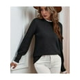 thumbnail image 5 of Female Fall Sweaters Lace Peplum Mock Neck Cozy Sweater Pullover Black L, 5 of 9