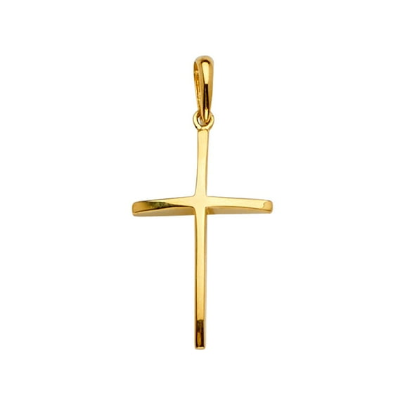 Precious Stars 14K Yellow Gold Religious Cross 1 ³/₁₆" Unisex Pendant - No Chain, Pendant Only